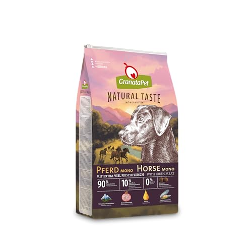 GranataPet Natural Taste Pferd Mono, Monoprotein-Trockenfutter für Hunde, Hundefutter ohne Getreide & ohne Zuckerzusätze, Alleinfuttermittel für ausgewachsene Hunde, 4 kg