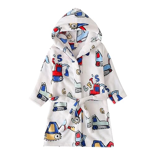 Toddler Boys Girls Cosmic Cow Pattern 𝐑obes Winter Hooded Warm Flannel Fleece Bath𝗿obe Soft 𝐏ajamas