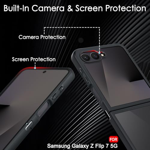 Image of TheGiftKart Ultra-Hybrid Shockproof Back Cover Case for Samsung Galaxy Z Flip 7 5G | Hard Back Case Cover for Samsung Galaxy Z Flip7 5G (PC & TPU, Translucent Smoke Matte Back, Black Sides)