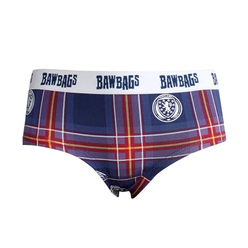 Bawbags Womens Scotland National Team Tartan Ladies Underwear 12 - Cotton Boxer Style Shorts - Breathable 95% Cotton Stretch Fabric - Rude Funny Underwear for Women - Comfortable Novelty Funky Gift