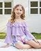 YOURUIKEY Girls Summer 2 Piece Cute Clothes Kid Halter Long Sleeve Cold Shoulder Purple Top Shorts Set Outfit Size 13 14