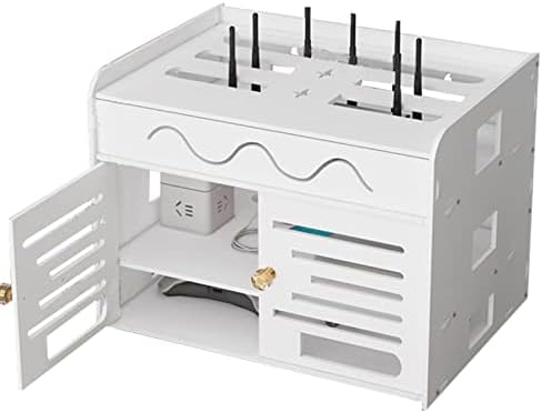 White Router Organizer Stand for Projector, Router, Bedroom, Living Room, 3-Tiers Set-top Box Hanging Shelf, Support Wall Hanging and Desktop Placement (Color : 3 Tiers-Large)