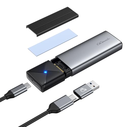 GiGimundo Carcasa Disco Duro M.2 NVMe SATA Adaptador 10Gbps USB 3.2 Gen 2, Caja M2 Compatible con 2230/2242/2260/2280 M.2 NVMe/SATA SSD con Cable USB C a C/A, Sin Herramientas, UASP, Gris