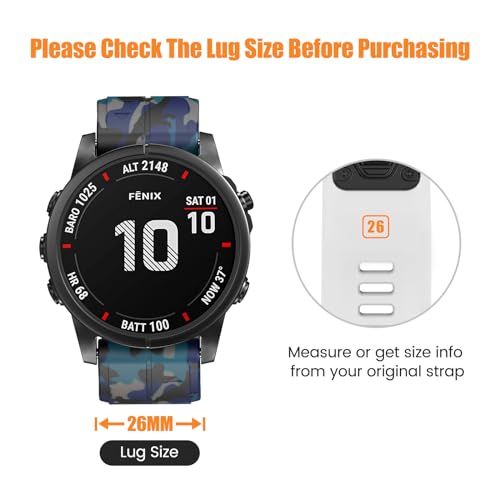 Compatible with Garmin Fenix 6X Pro/7X Pro/7X/6X/5X/5X Plus/3/3 HR Strap, 26mm Quickfit Strap for Descent MK1/Mk2/Mk2i - Image 2