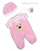 JC Toys | Pink Bear Onesie | Baby Doll Outfit + Hat + Pacifier | | Ages 2+ | Fits Dolls 12