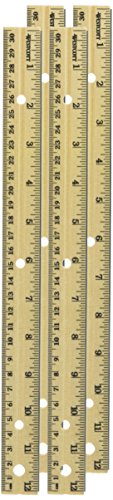 Westcott Hole Punched Wood Ruler English and Metric with Metal Edge, 12 Inches, 4 Packs - Image 3