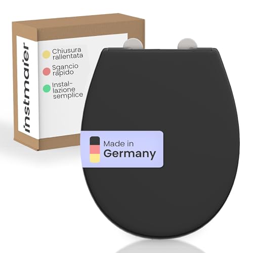 instmaier sedile per wc con chiusura ammortizzata nero | Made in Germany | forma ovale | duroplast | sedile per wc facilmente rimovibile | stabile fino a 250kg