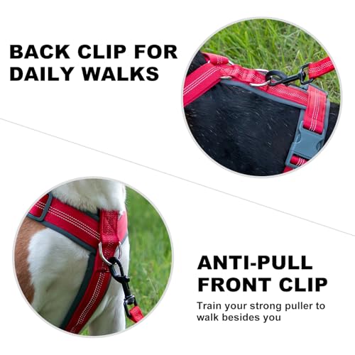 Plutus Pet No Pull Dog Harness, Adjustable Nylon Harness with Soft Padding, Reflective and Heavy Duty Dog Harness for Small, Medium, Large Dogs(Red, M) - Image 5