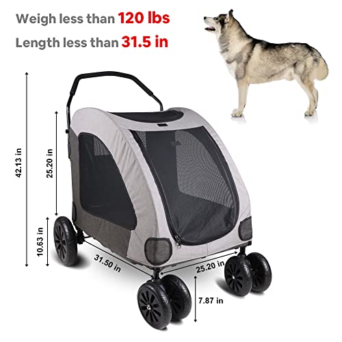 Petbobi Dog Stroller for Large Dogs, Breathable Large Space, Waterproof Oxford Cloth & Storage Bag, Detachable Folding⦠- Image 7