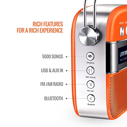 Image of Saregama Carvaan Premium Hindi - Portable Music Player with 5000 Preloaded Songs, FM /BT /AUX (Candy Orange)