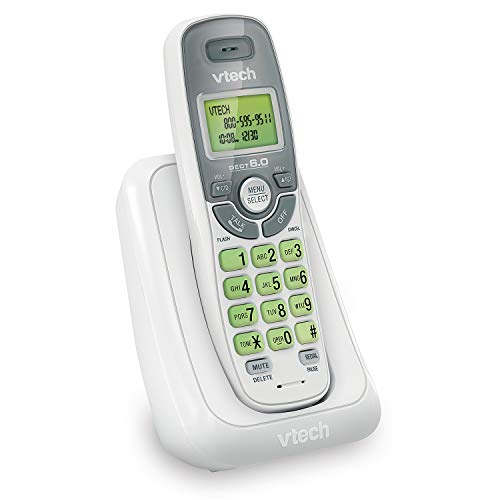VTech CS6114 DECT 6.0 Cordless Phone with Caller ID/Call Waiting, White/Grey with 1 Handset