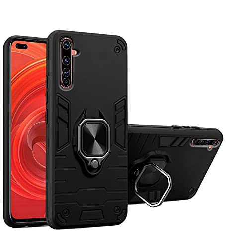 Image of Pikkme D5 Tough Armor Bumper Back Cover Case for Vivo X50 Pro |Ring Holder & Kickstand in-Built (Black)