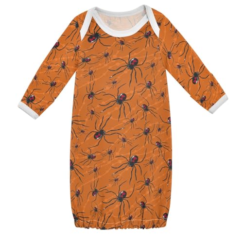 WIFIU Halloween Spider Baby Girls Boys Sleeper Gown Cotton Nightgown Long Sleeve, Baby Nightdress Sleeping Clothes for Newborn 6-12 Months Multicolor