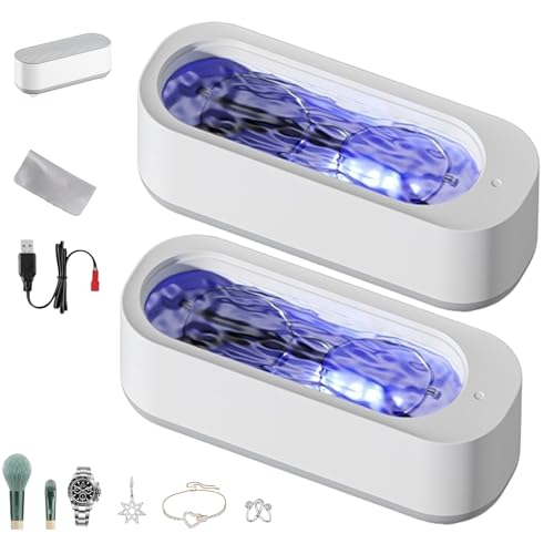 Clearzy - Limpiador ultrasónico de gafas, limpiador ultrasónico rotateepic, máquina de limpieza de lentes Clerazy recargable, limpieza profunda rápida, sin arañazos para gafas de joyería, 1