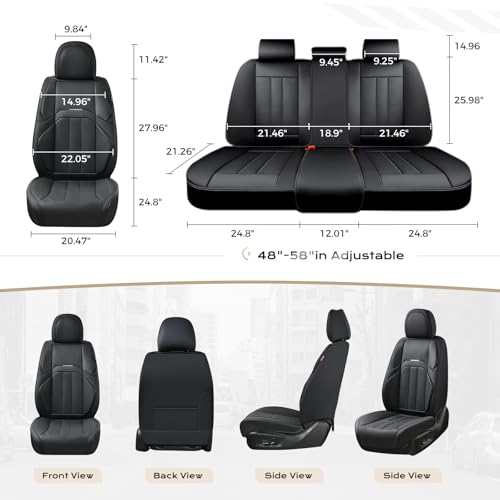 Image of Coverado Car Seat Cover, Cover for Cars Front Seat, Premium Leather, Universal Fit Waterproof Seat Protectors, Car Seat Cushion Non-Slip for Most Cars-Black