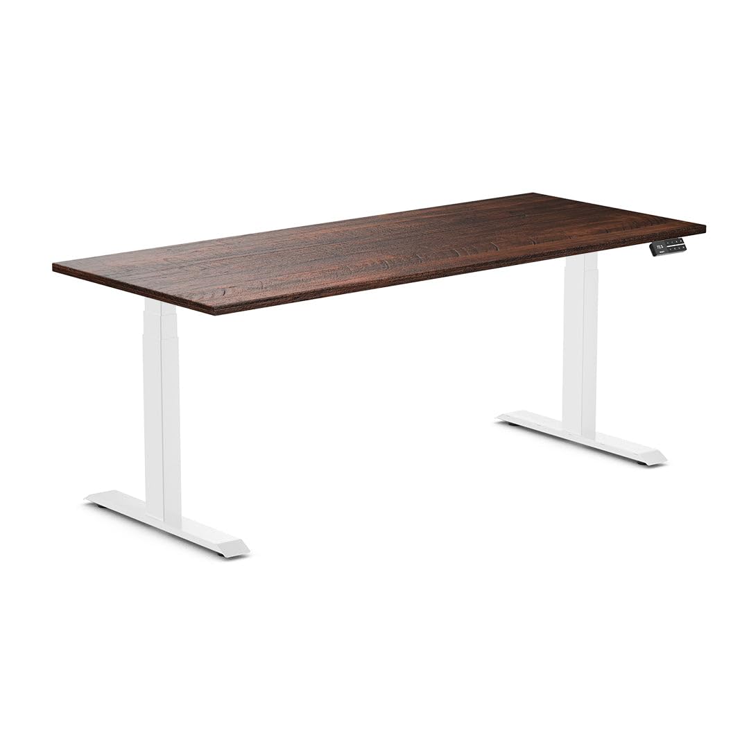 Desky Dual Softwood Sit Stand Desk American Pine 72" White