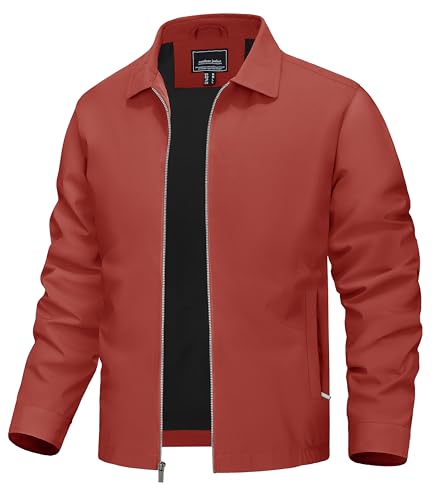 TACVASEN Mens Lightweight Windbreaker Full Zip Up Laydown Collar Jackets Light Casual Coat with Zip Pockets