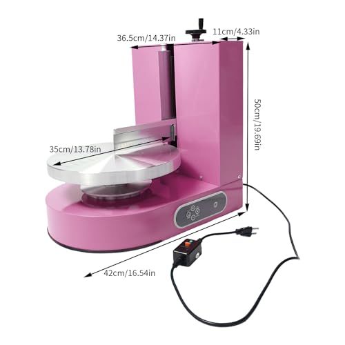 YUMIONB Cake Decorating Machine, 110-220V 200W Cake Cream Spreading Machine 4-12inches Tabletop Cake Cream Spreading Machine with LCD Display for Households, Cake Shops, Dessert Shops (Pink)