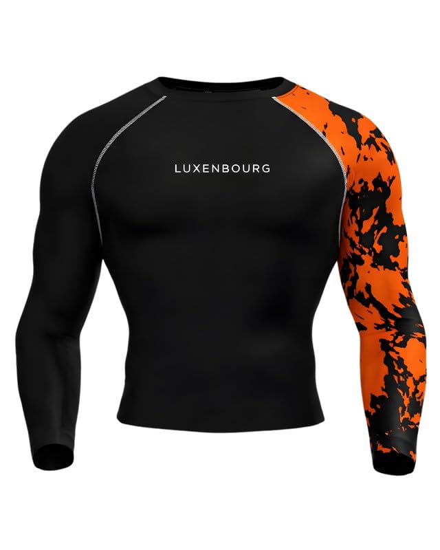 Image of Mens Gym Compression T-Shirt | Polyester Full Sleeve Sports Wear and Rash Guard for Training Workout and Athletic Activewear