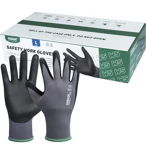 Image of Kebada W5 Foam Nitrile Coated Work Gloves for Men Women, 60 Pairs Bulk Pack | Seamless Nylon Knit, Strong Grip, Safety Gloves for General Purpose, Mechanic Work, Warehouse, Construction & Gardening