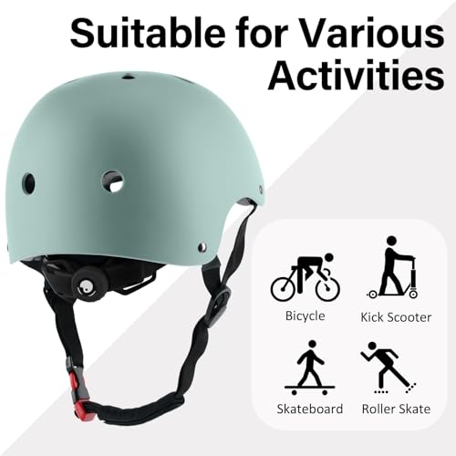 Image of Adult Skateboard Bike Helmet for Men and Women, Lightweight Adjustable, Multi-Sport for Bicycle Skate Scooter (Misty Blue, Large)
