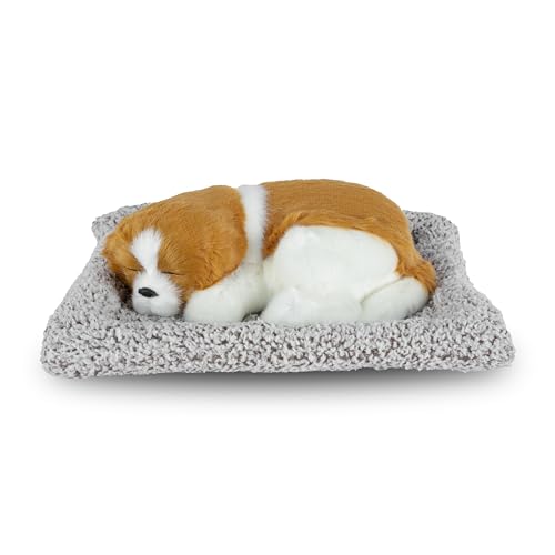 Image of Sleeping Soft Toy Car Dashboard Showpiece Soft Plush Stuffed Dog Realistic Puppy Figurine with Bamboo Charcoal ( 25 x 20 cm) (White Samoyed)