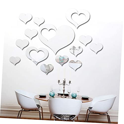 Calcomanías de espejo autoadhesivas elegantes de corazón con efecto reflectante 3D 5