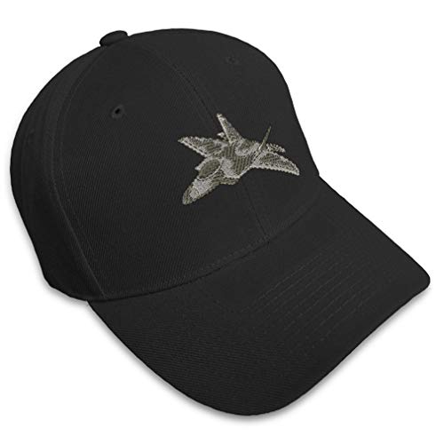 Speedy Pros Baseball Cap F-22 Raptor Embroidery Cars & Transportation Airplane Acrylic Hats for Men Women Strap Closure Black Design Only