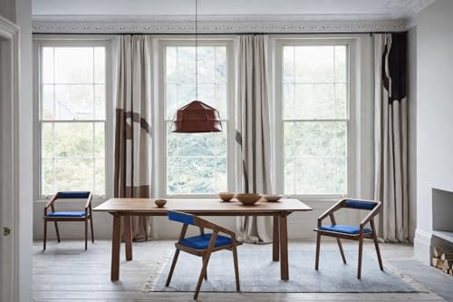 Image of Set of 2 Blue Upholstered Wooden Cafe Chairs, Solid Sheesham Wood Arm Chairs for Living Room