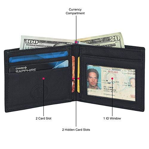 Leatherboss Men's Ultra Slim Bifold Wallet - 3.9" X 3.1/4"4