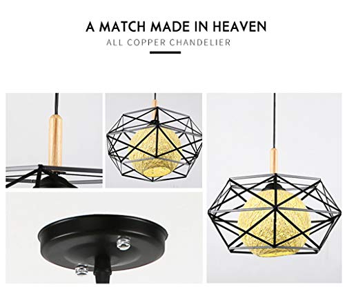 Candelabros modernos de techo con soporte de hierro E27 negro 6