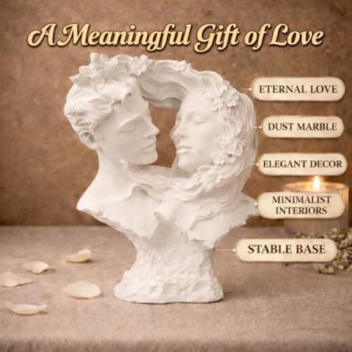 Image of ARMONIA Bust Sculpture Romantic Couple Figurine Showpiece for Home Decor | Dust Marble Love Statue | Statue for Anniversary, Valentine's Day, Wedding & Gift Items