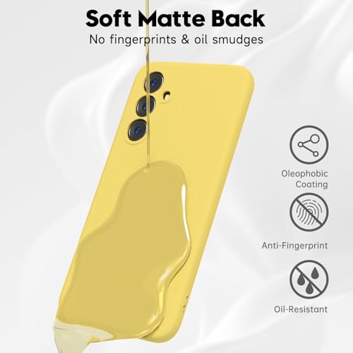 Image of DIZORO Microfiber Candy Case Compatible for Samsung S24 fe Smooth Touch Cushion Liquid Soft Silicone Gel Rubber Phone Cases Non-Slip Full Body Protective Shockproof Back Cover (Yellow)