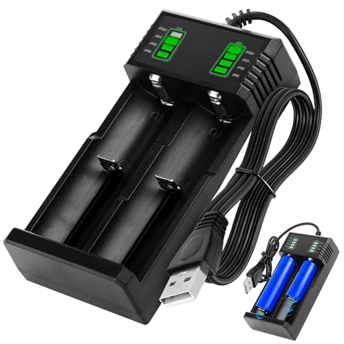 Dual 18650 Battery Charger for 18500 14500 21700 26650 26700 18490 18350 17670 17500 USB Charger with LED Indicator Universal Fast Dual Battery Charge for 3.7V/3.6V Li-ion Rechargeable Batteries
