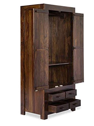 Image of Sheesham Solid Wood Romeo Storage Wardrobe for Bedroom
