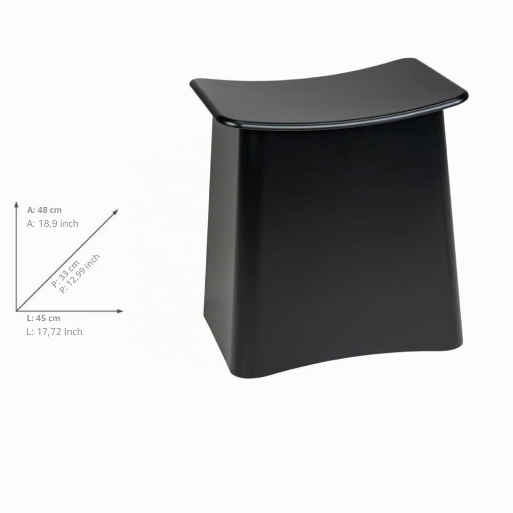 Wenko Sgabello da Bagno Wing, 2 in 1 con Cesto per La Biancheria, Coperchio e Sacca Estraibile, Plastica di Qualità, Capienza 33 L, 45 X 48 X 33 Cm, Nero