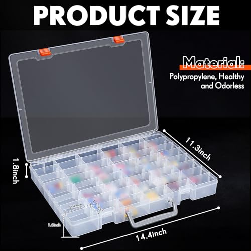 Image of Juexica 1 Pcs Large 48 Grids Plastic Storage Bead Organizer Box, Tackle Box, Compartment Organizer Container with Adjustable Dividers for Jewelry Art Crafts Toys Screw Small Parts (Clear)