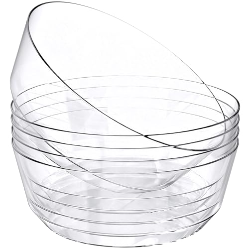 Hioasis 8 Pack Plastic Serving Bowls 128oz Clear Plastic Bowls Heavy Duty Disposable Serving Bowls for Party Snack & Salad & Candy & Bar Buffet
