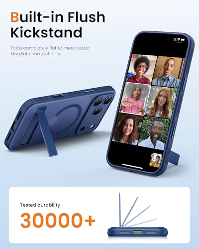 Image of Vihibii for iPhone 17 Pro Case with Stand & Camera Control, [Compatible with Magsafe], Full-Cover Lens Protection & Military Grade Protection, Translucent Slim Non-Slip Phone Cover, 6.3 inch 2025, Blue