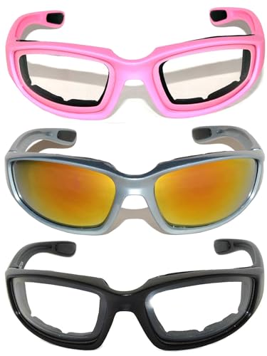 Image of OWL Motorcycle Riding Sport Sunglasses Assorted Color Multipacks, Unisex Foam Padded Wind Blocking Glasses UV400 Protection