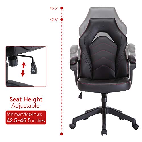 SMUGCHAIR Racing Gaming Chair Executive Bonded Leather Computer Office Chair with Adjustable Height and Padding Armrest
