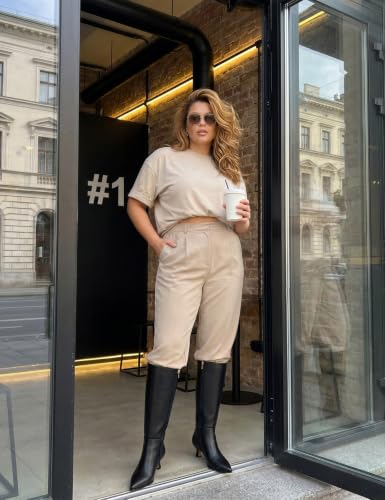 Image of Modatope Knee High Boots for Women Kitten Heel Boots