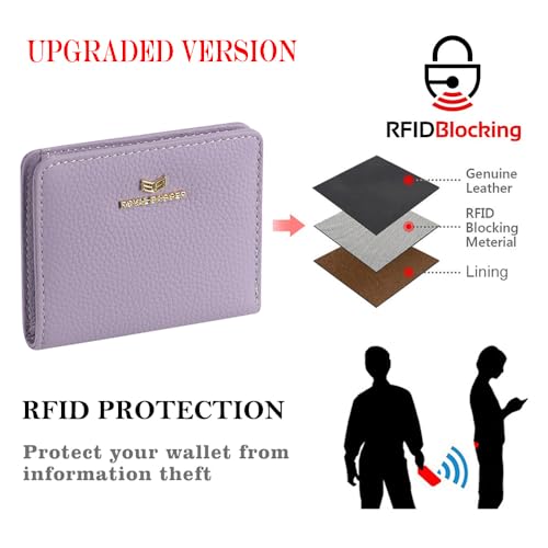 RFID Short Wallets for Women Genuine Leather Multi-card Slots Card Holder Casual Coin Purse Bifold Wallet 2133 (Orange)3