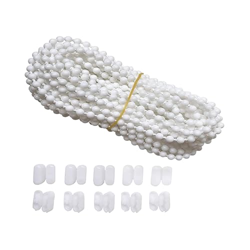 Blanc Chaîne de Store à Perles avec Connecteurs,Cordon de Remplacement pour Stores Vénitiens et Verticaux,Cordon de Chaîne avec 20 Connecteurs,Accessoires Réparation en