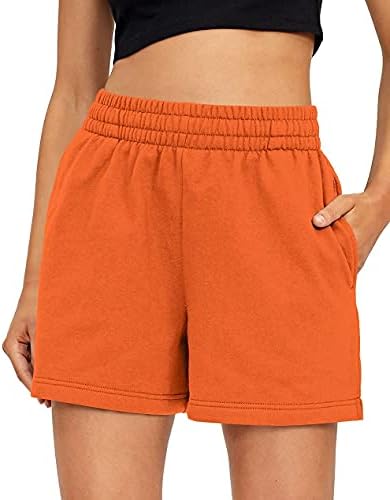 Cute Drawstring Casual Sweat Shorts for Women Elastic Waist Summer Beach Sleep Lounge Shorts Gym Workout Running Maternity Biker Shorts Orange L