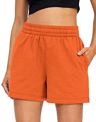 Cute Drawstring Casual Sweat Shorts For Women Elastic Waist Summer Beach Sleep Lounge Shorts Gym Workout Running Maternity Biker Shorts Orange L #TOP3