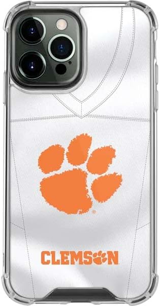 Skinit Clear Phone Case Compatible with iPhone 14 Pro Max - Officially Licensed Clemson University Tiger Print Purple Design