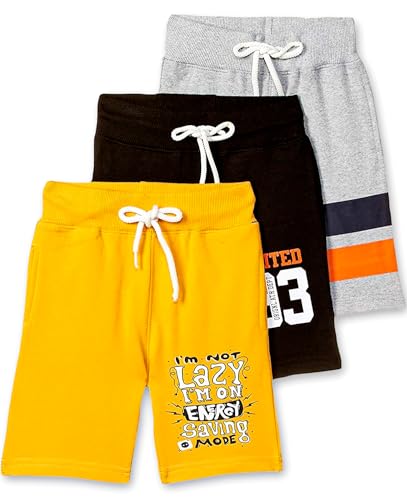 Image of T2F Boys Cotton Printed Shorts with Two Side Pockets (Pack of 3)