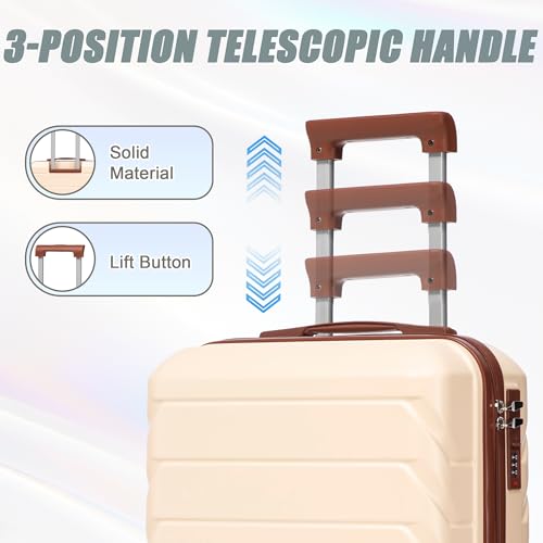 Image of Hardside Luggage, Lightweight Durable ABS Suitcase Spinner Wheels, 20+14 Luggage
