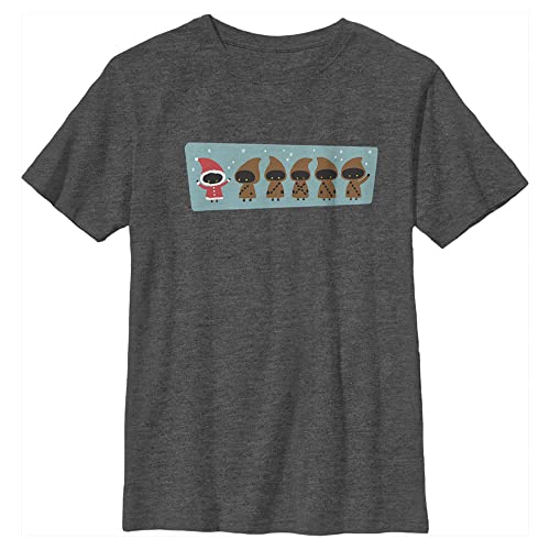 T-shirt Star Wars Christmas Jawas garçon anthracite en coton pour les fêtes de fin d'année